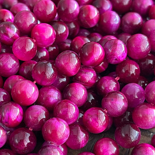 Fuchsia Tigers Eye Bead Strand - 6mm -8mm