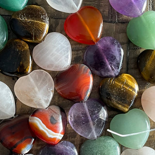 25mm Heart Shaped Gemstone Bead Strand