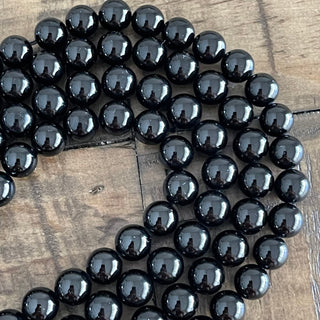 Black Tourmaline Bead Strand - 6mm - 8mm