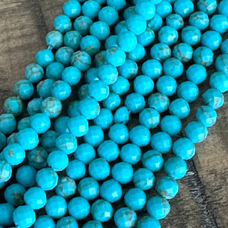 3mm Faceted Genuine Turquoise Bead Strand