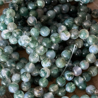 Grade A Natural Moss Agate Bead Strands - 4mm - 6mm - 8mm