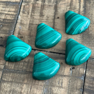 Malachite Fan Shaped Pendants - Drilled