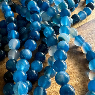 Blue Banded Agate Bead Strand - 6mm 8mm
