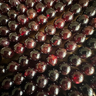 8.5mm Grade A Dark Natural Garnet Bead Strands