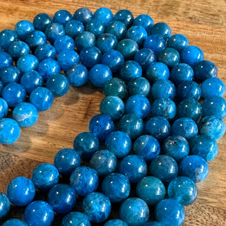 8mm Grade A Blue Apatite Bead Strands