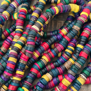 9mm Mixed Color Coconut Disc Wood Bead Strand