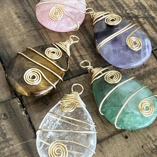 Gemstone Wire Wrapped Pendants - Various Stones