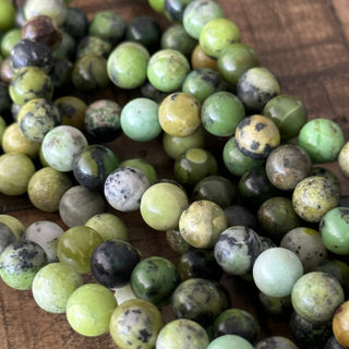 8mm Natural Green Serpentine Jade Bead Strands