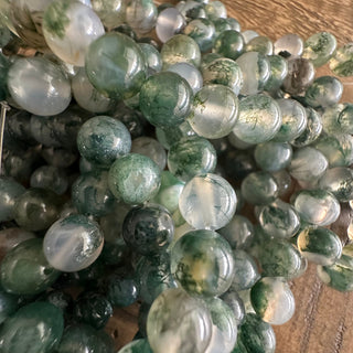 Grade A Natural Moss Agate Bead Strands - 4mm - 6mm - 8mm