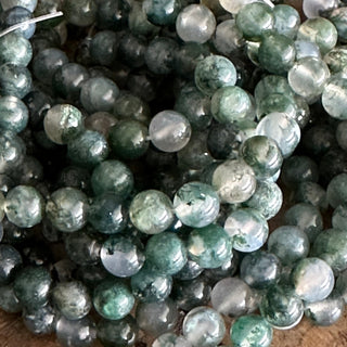 Grade A Natural Moss Agate Bead Strands - 4mm - 6mm - 8mm