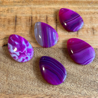 Striped Agate Drop Shaped Pendants - Drilled