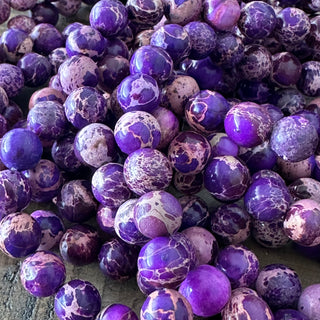 8mm Purple Imperial Jasper Bead Strand - Sea Sediment Jasper