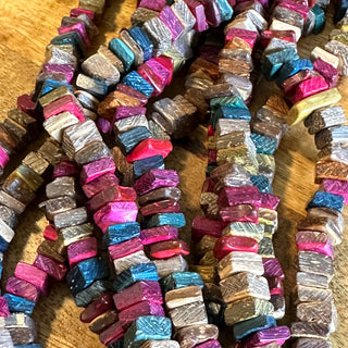 8mm Coconut Wood Square Heishi Bead Strand