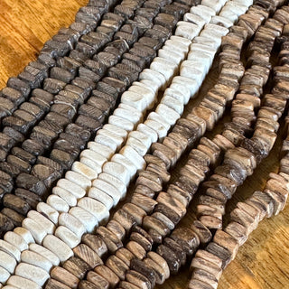 6-8mm Coconut Wood Square Heishi Bead Strand - Assorted Color