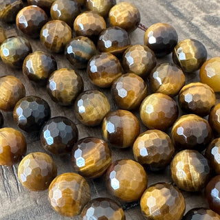 Grade A Faceted Tigers Eye Bead Strand - 6mm - 8mm
