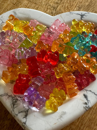 100pc Small Acrylic Bear Beads - Vertical Hole - Assorted Colors