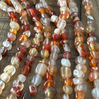 3-5mm Orange Carnelian Tumbled Stone Bead Strand - small