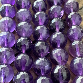 8mm Grade A Dark Faceted Amethyst Bead Strands - Half Strand - Amazing Quality