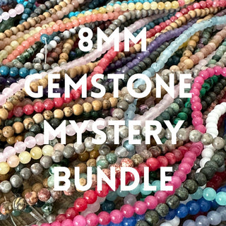 8mm 1lb Mystery Natural Gemstone Crystal Bead Strand Bundle - Jewelry Starter Kit