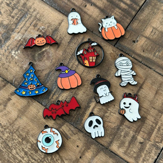 12pc Halloween Charm Set - Bracelets - Jewelry Making - Ghost - Ghoul - Pumpkin - Bats