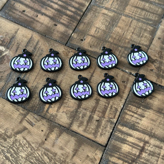 10pc Halloween Pumpkin Charms - Black - Purple - White