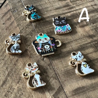 6pc Cat Charms - 3 Different Sets