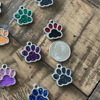 16mm Dog Paw Print Charms - Assorted Colors