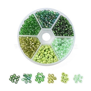 6/0 Glass Seed Beads - Green - Silver Lined - Frosted Colors