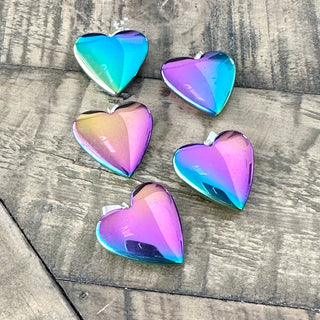 5pc 25mm Electroplated Non-Magnetic Hematite Heart Shaped Pendants
