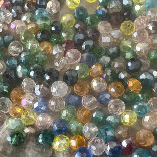 4mm Faceted Rondelle Transparent Glass Beads - Mixed Colors