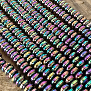 6mm Hematite Rondelle Bead Strand - Electroplated - Non-Magnetic
