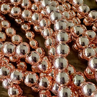 4mm Rose Gold Plated Non-Magnetic Hematite Bead Strand