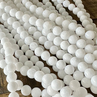 White Jade Round Bead Strand - 4mm - 6mm - 8mm - 10mm