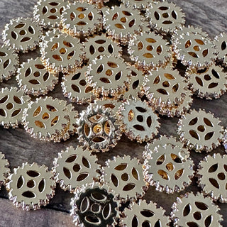 10pc 18k Gold Plated Brass Spacer Beads - Pave Clear Cubic Zirconia