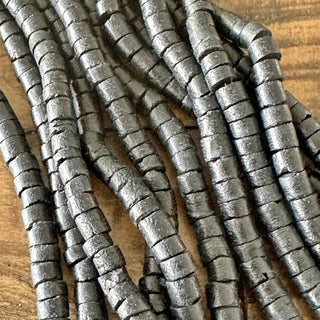 5mm Black Coconut Wood Column Bead Strand