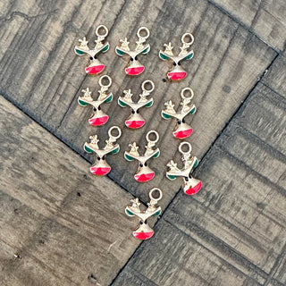 10pc Christmas Reindeer Jewelry Charms