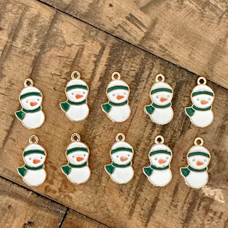 10pc Christmas Snowman Charms