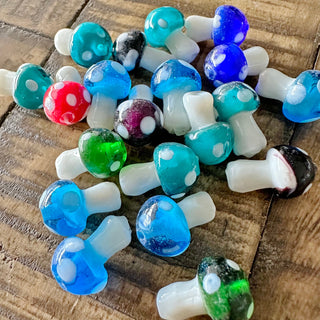 20pc Mushroom Lampwork Beads - Mixed Color