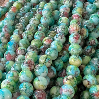 8mm Sea Green Painted Glass Beads