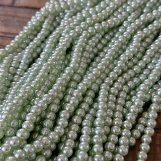 6mm Pale Green Glass Pearl Beads