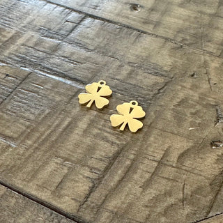 2pc Golden Clover Stainless Steel Charms