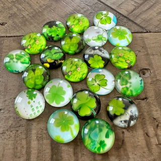 12mm 4-Leaf Clover Half Dome Cabochons - St Patricks Day - Assorted