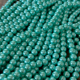 Turquoise Glass Pearl Beads - 6mm - 8mm