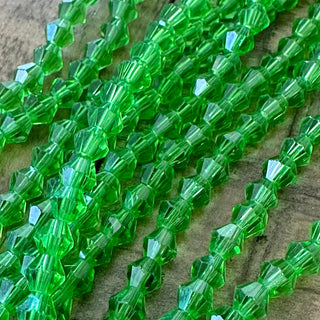 10 Strands Green Austrian Bicone Faceted Glass Bead Strand - 4mm - 6mm